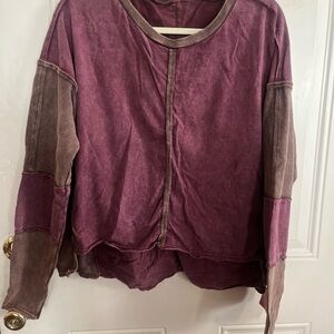 Vintage Style Purple and Brown Patchwork Sweater